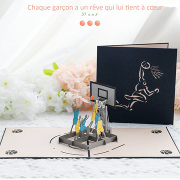 arte de voeux 15x15cm carte de vœux tridimensionnelle basket-ball sport sculpture en papier message de bénédiction carte postale